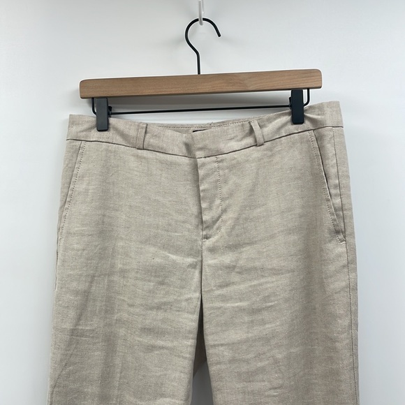 Banana Republic Ryan Mid-Rise Linen Trouser Boot Pant Boho Minimalist Tan 6 - Picture 2 of 7